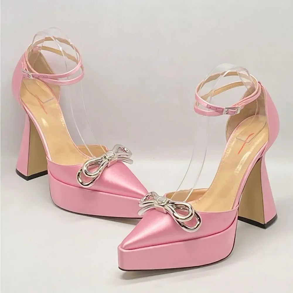Mach & Mach Double Bow Satin Platform Pumps size 38